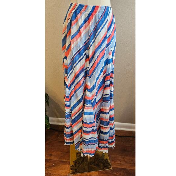 Jessica London Women's Patriotic RED White Blue Flowy‎ Striped Maxi Skirt Sz 22W - Picture 1 of 3